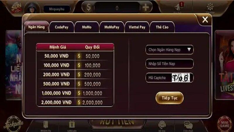 Hướng dẫn cách nạp tiền tại sunwin plus